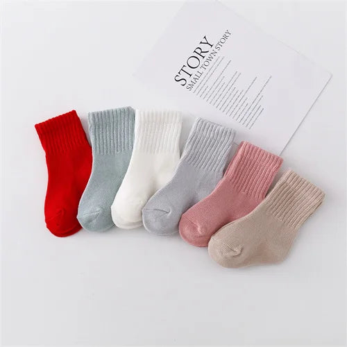 6-Pack Soft Cotton Baby Socks for Newborns & Infants