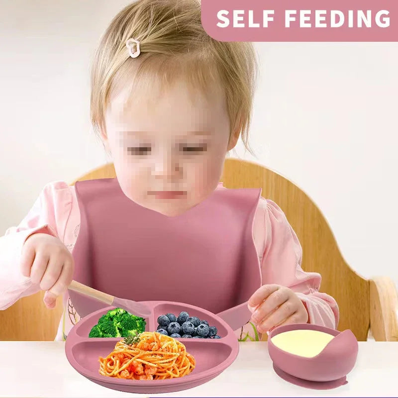 6-Piece Silicone Baby Mealtime Starter Set for Self-Feeding