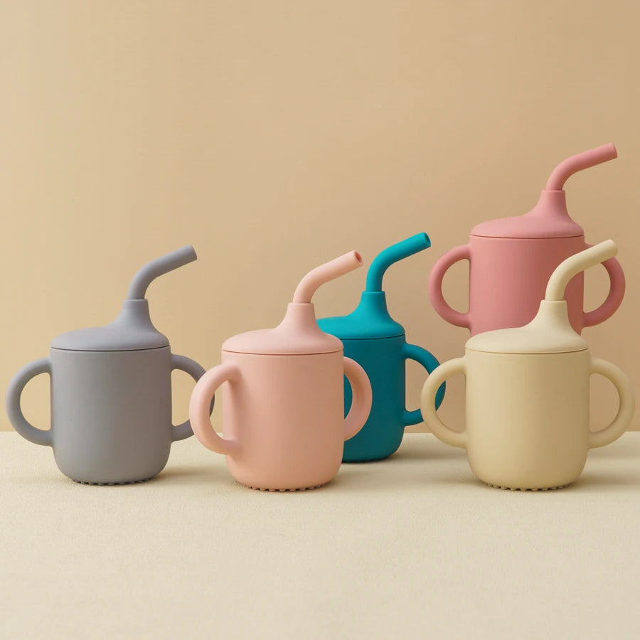 Silicone Sippy Cup with Handles & Straw