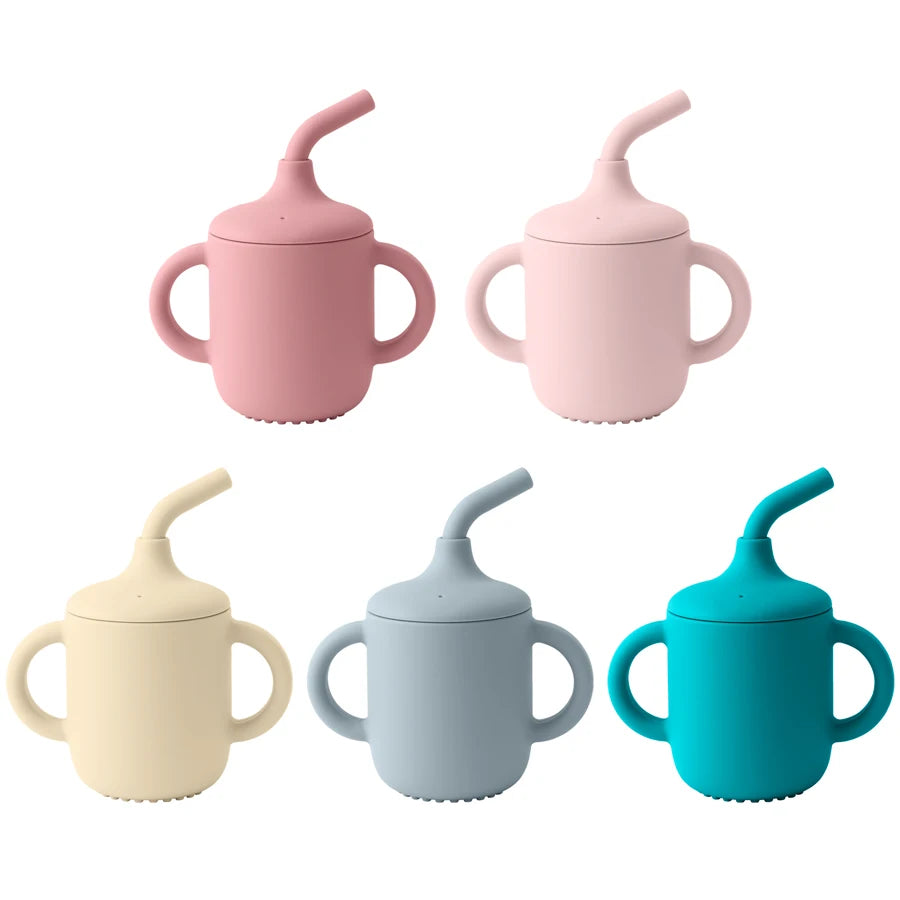 Silicone Sippy Cup with Handles & Straw