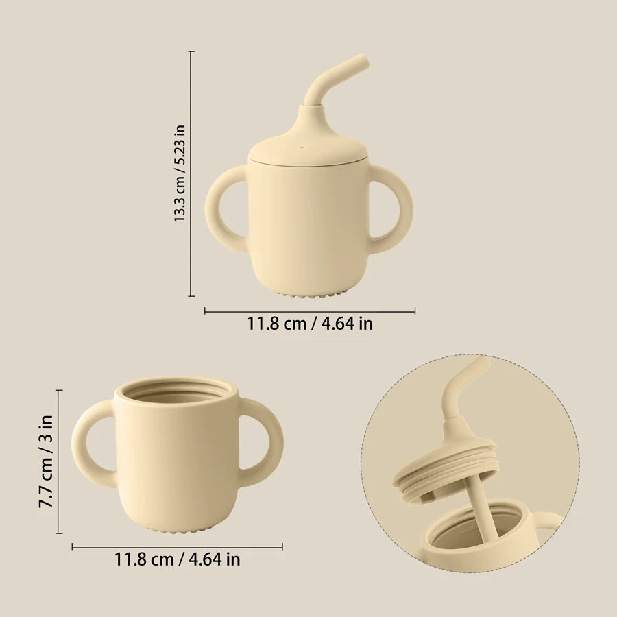 Silicone Sippy Cup with Handles & Straw