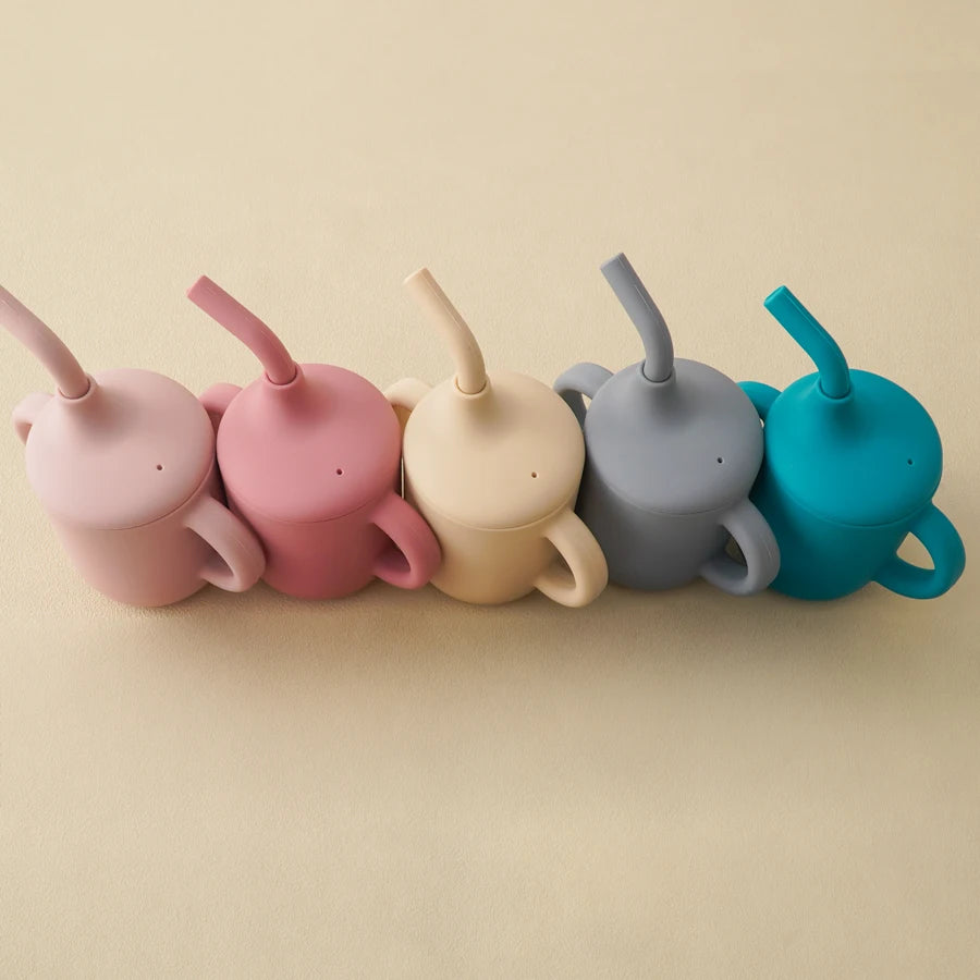 Silicone Sippy Cup with Handles & Straw