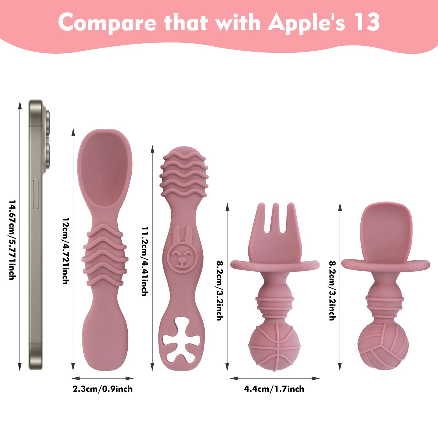 BPA-Free Silicone Baby Utensil Set for Toddler Self-Feeding