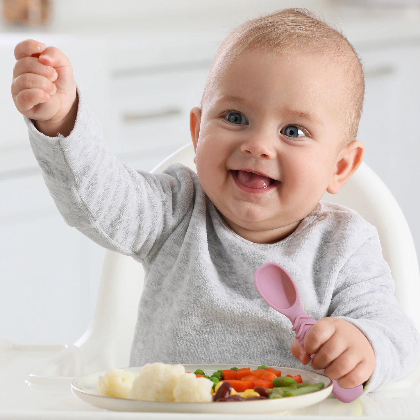 BPA-Free Silicone Baby Utensil Set for Toddler Self-Feeding