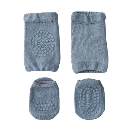 Soft Cotton Baby Crawling Knee Pads with Non-Slip Socks