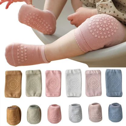 Soft Cotton Baby Crawling Knee Pads with Non-Slip Socks