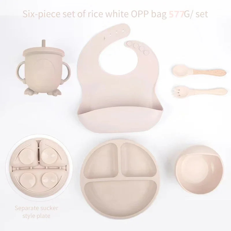 6-Piece Silicone Baby Mealtime Starter Set for Self-Feeding