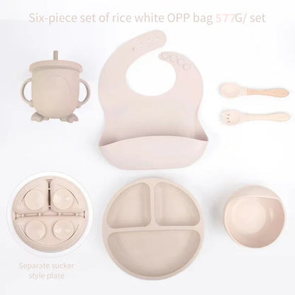 6-Piece Silicone Baby Mealtime Starter Set for Self-Feeding