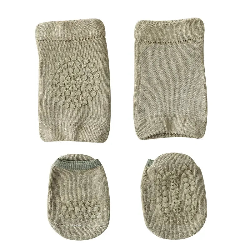 Soft Cotton Baby Crawling Knee Pads with Non-Slip Socks