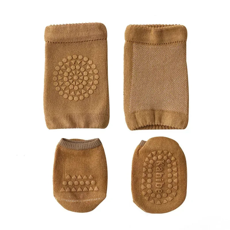 Soft Cotton Baby Crawling Knee Pads with Non-Slip Socks