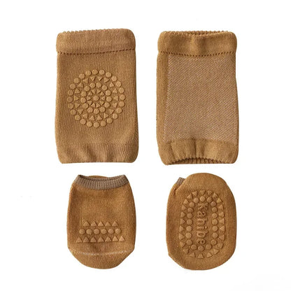 Soft Cotton Baby Crawling Knee Pads with Non-Slip Socks