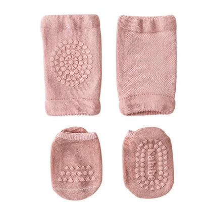 Soft Cotton Baby Crawling Knee Pads with Non-Slip Socks