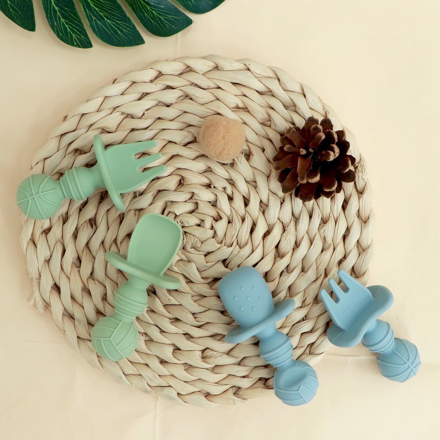 BPA-Free Silicone Baby Utensil Set for Toddler Self-Feeding