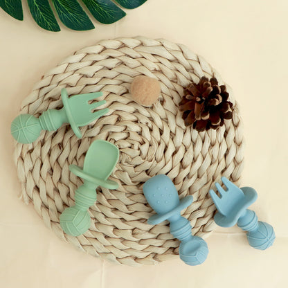 BPA-Free Silicone Baby Utensil Set for Toddler Self-Feeding
