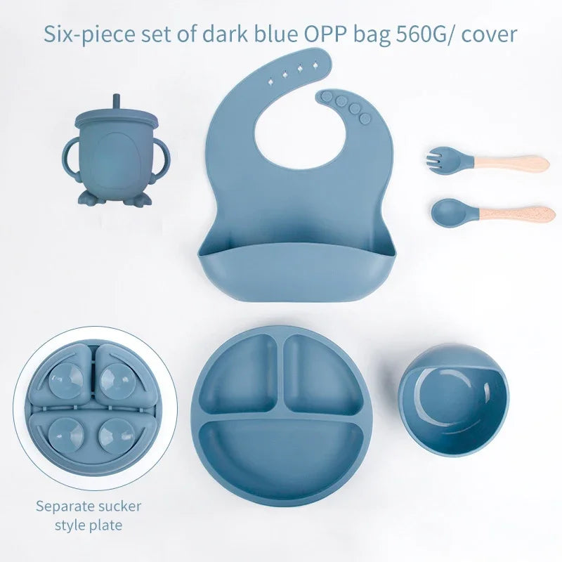 6-Piece Silicone Baby Mealtime Starter Set for Self-Feeding
