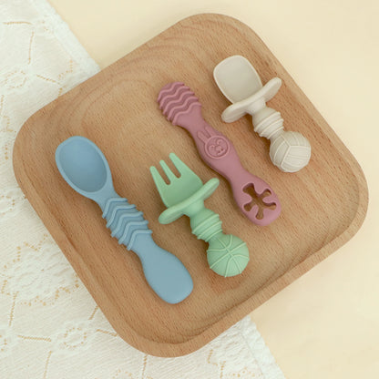 BPA-Free Silicone Baby Utensil Set for Toddler Self-Feeding