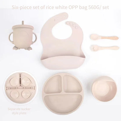6-Piece Silicone Baby Mealtime Starter Set for Self-Feeding