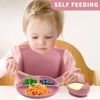 6-Piece Silicone Baby Mealtime Starter Set for Self-Feeding
