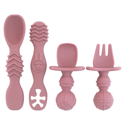 BPA-Free Silicone Baby Utensil Set for Toddler Self-Feeding