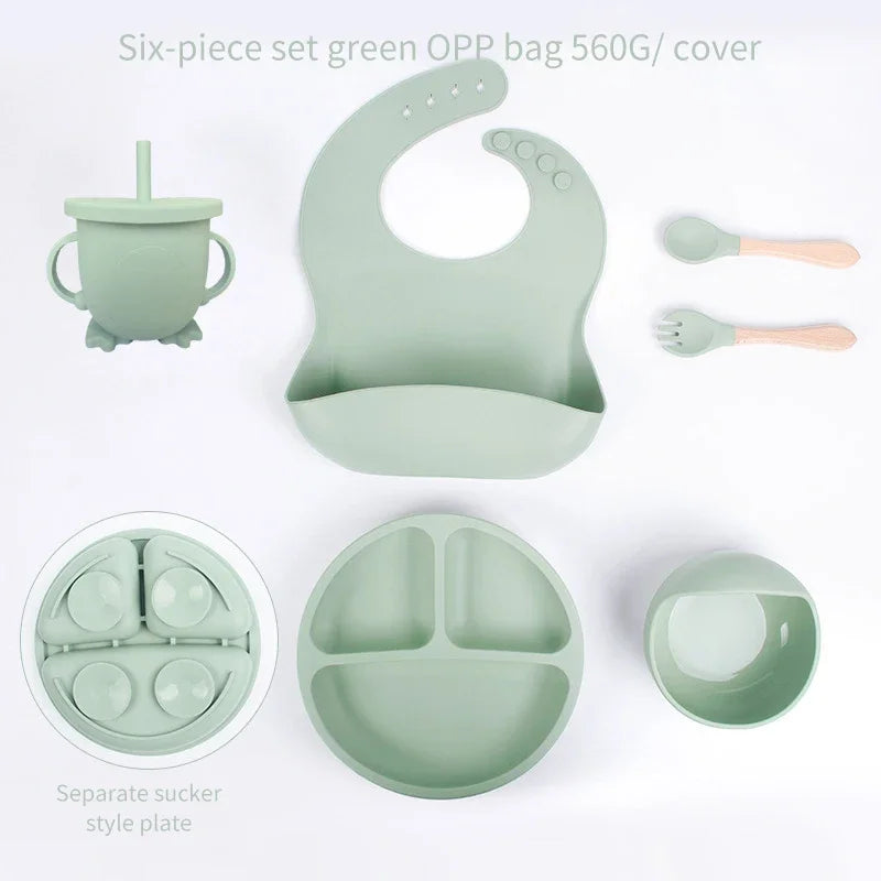 6-Piece Silicone Baby Mealtime Starter Set for Self-Feeding
