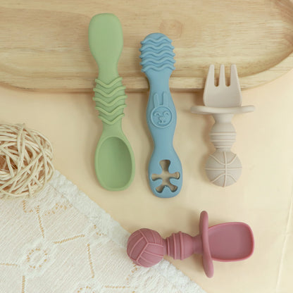 BPA-Free Silicone Baby Utensil Set for Toddler Self-Feeding