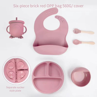 6-Piece Silicone Baby Mealtime Starter Set for Self-Feeding