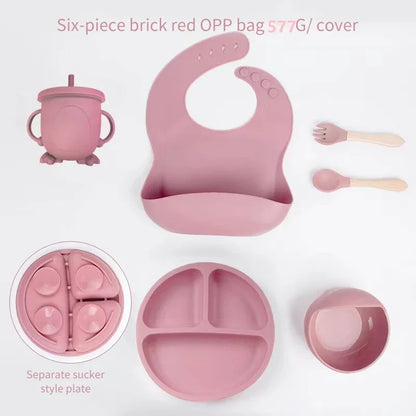 6-Piece Silicone Baby Mealtime Starter Set for Self-Feeding